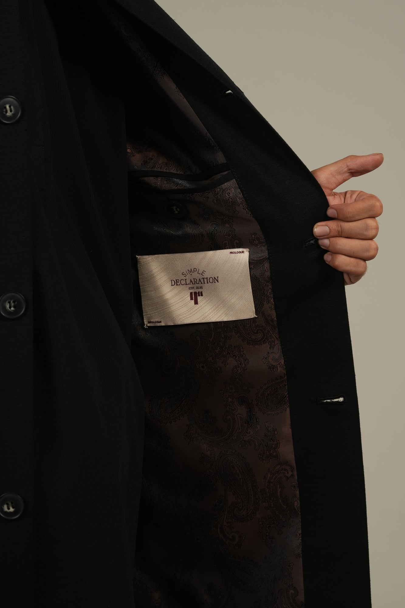 ছায়া— Black Linen Waistcoat