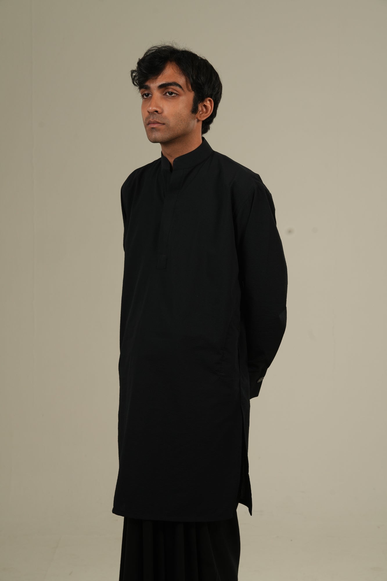 ছায়া— Black Seersucker Kurta