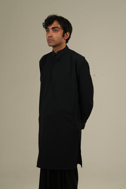 ছায়া— Black Seersucker Kurta