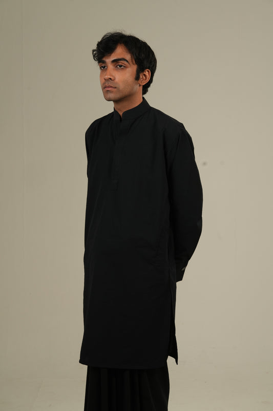 ছায়া— Black Seersucker Kurta
