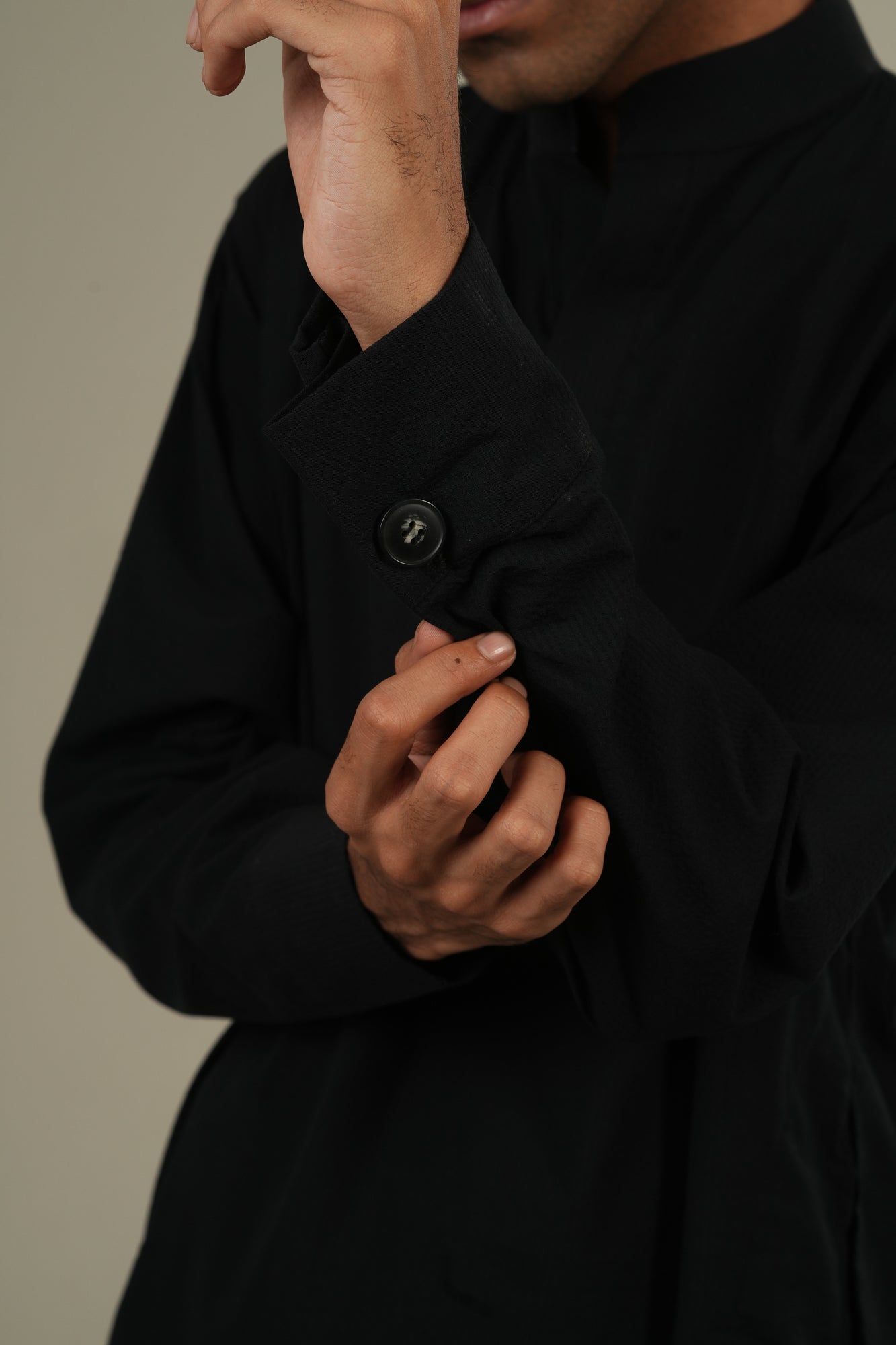 ছায়া— Black Seersucker Kurta