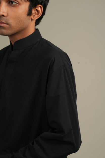 ছায়া— Black Seersucker Kurta