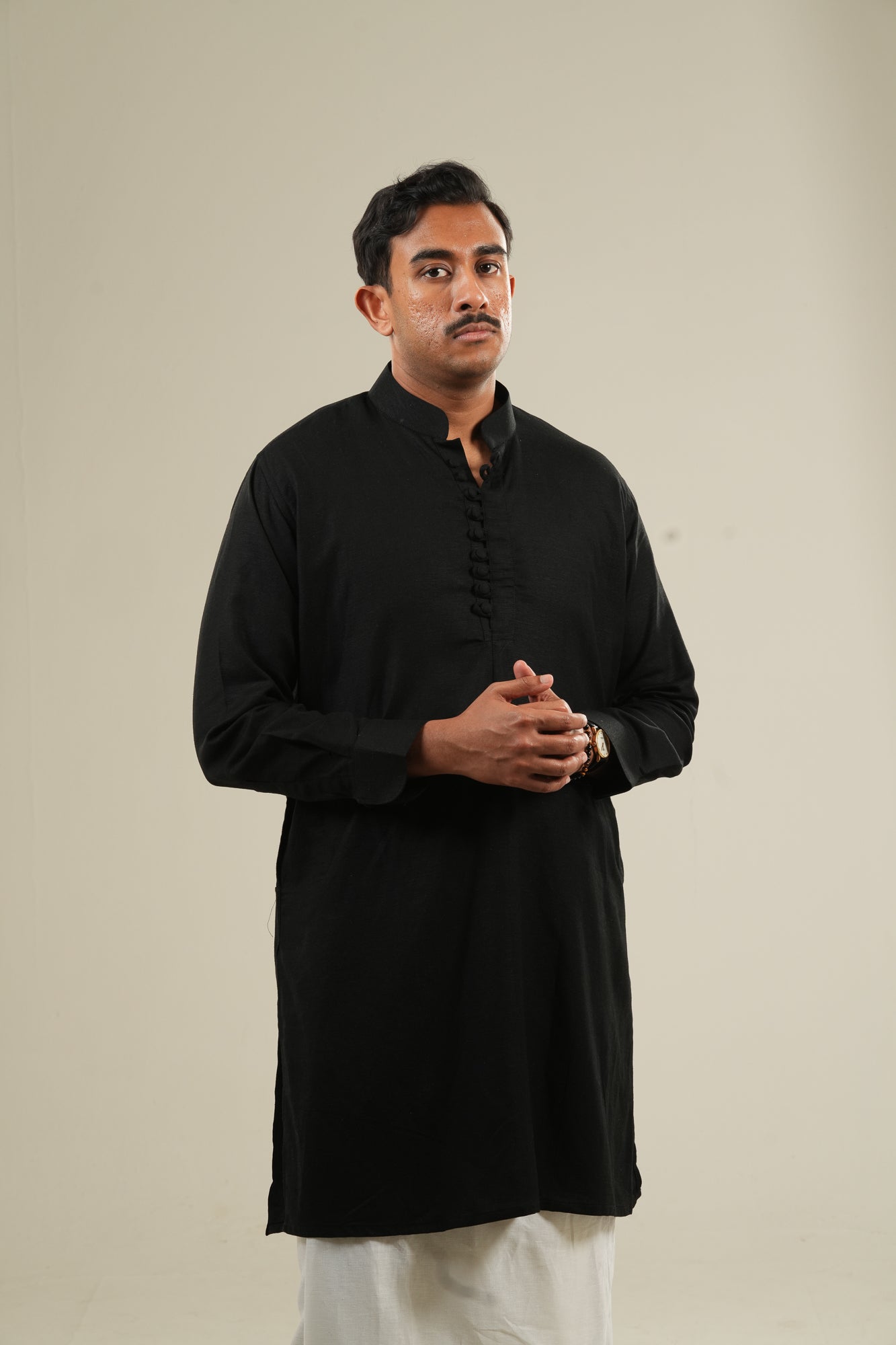 রাত্রি — Black Linen Kurta