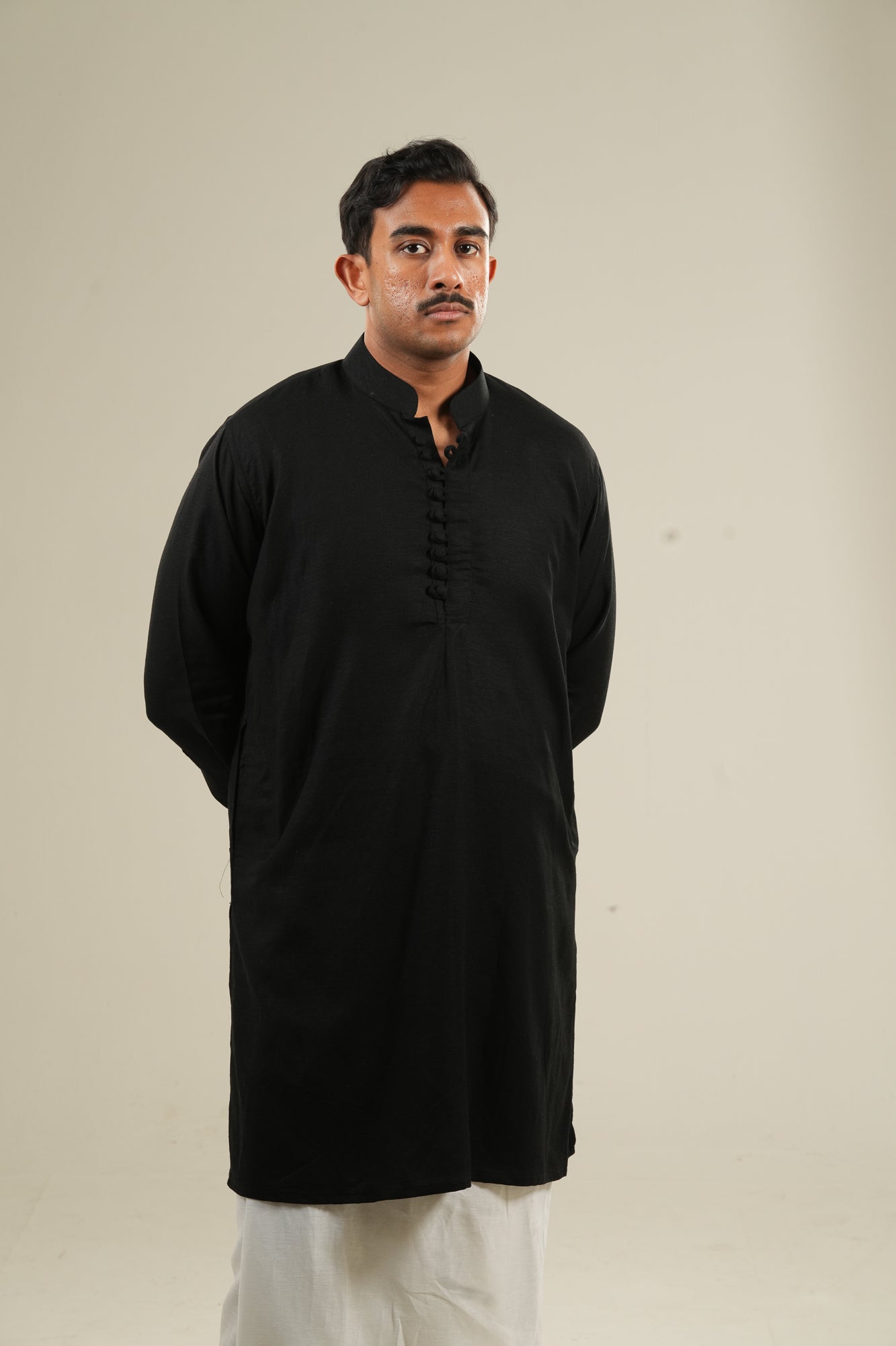 রাত্রি — Black Linen Kurta
