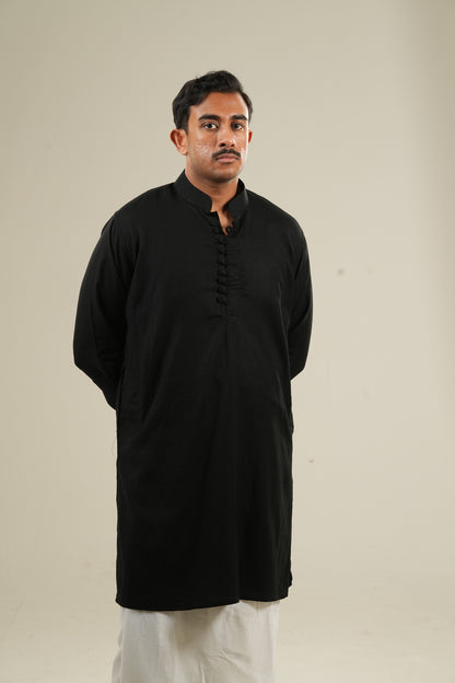 রাত্রি — Black Linen Kurta
