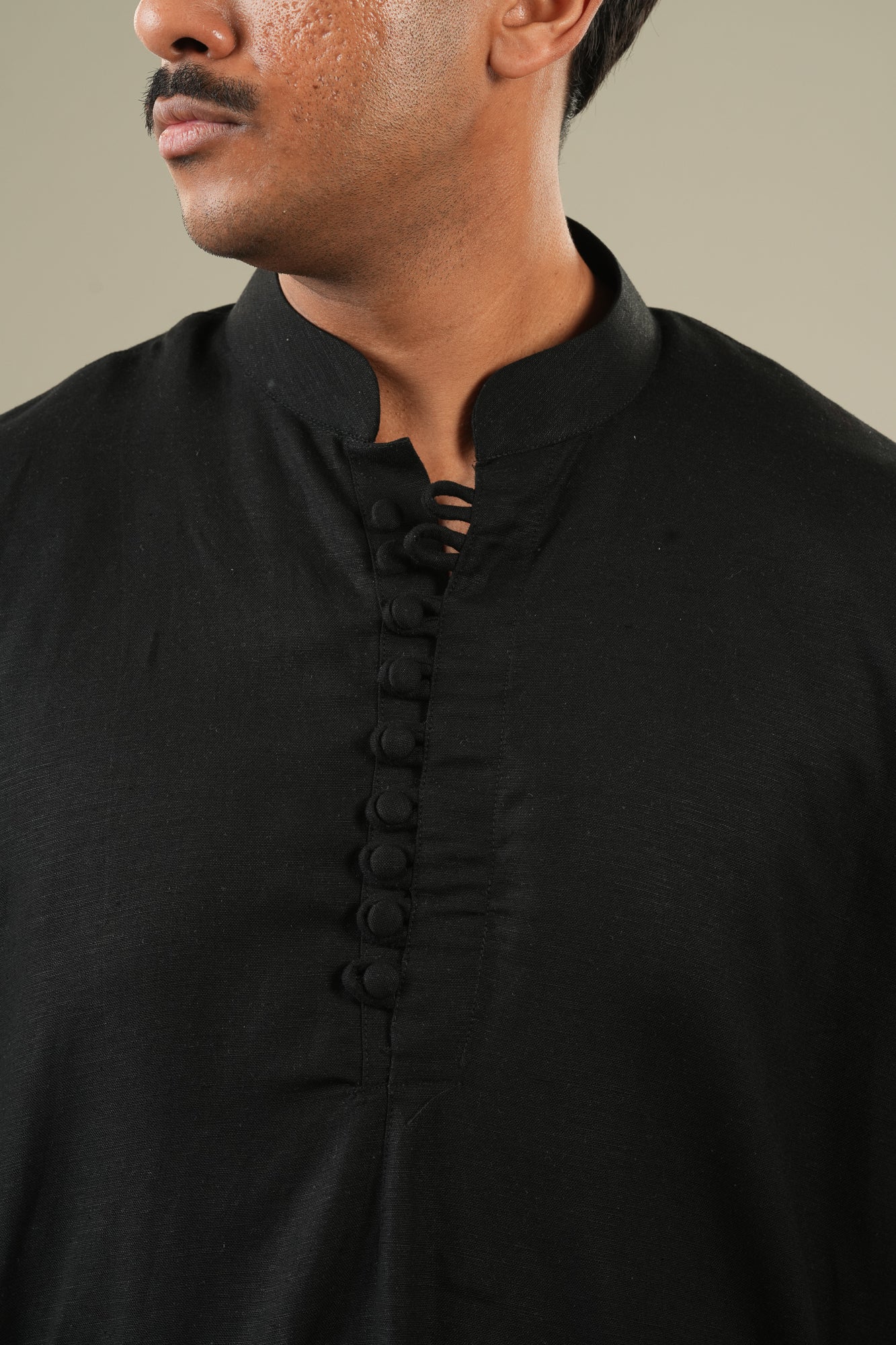 রাত্রি — Black Linen Kurta