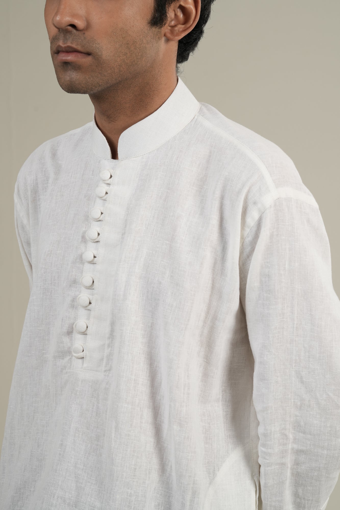 প্রভাত — White Linen Kurta