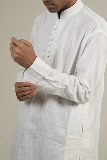 প্রভাত — White Linen Kurta